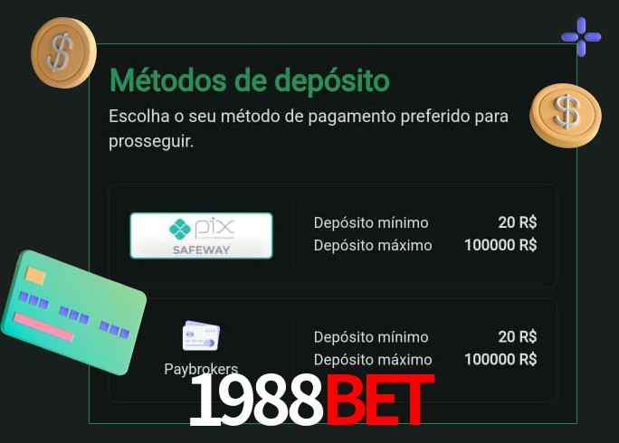 O cassino 1988bet oferece uma grande variedade de métodos de pagamento
